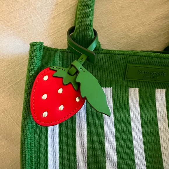 Kate Spade Green and White Striped Tote - Picture 3 of 6